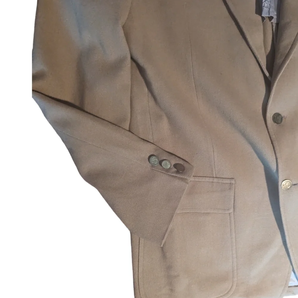 Vintage 100% wool classic academia tan neutral Tailored sport coat sz 46L